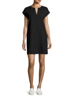 Theory Concord Crunch Linen Blend Black Dress Size Medium